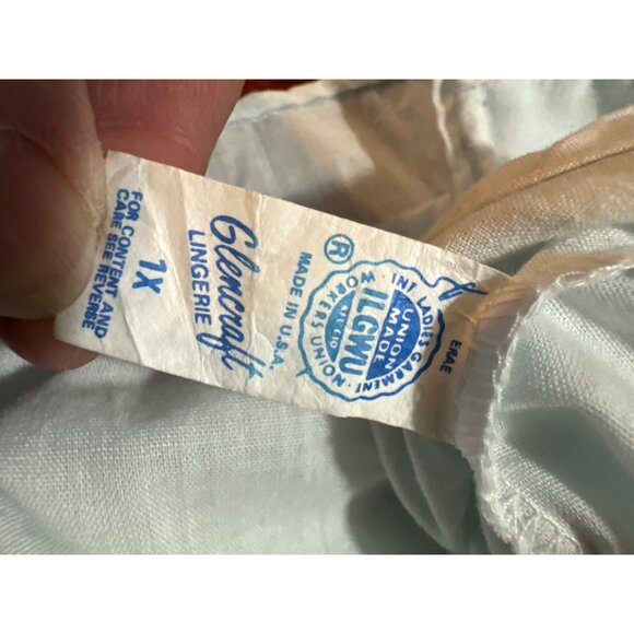 Vintage Gilead Lingerie Nightgown 1X Blue Lace Trim Sleeveless 50% Polyester 50% - Picture 3 of 9